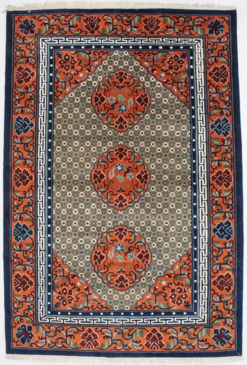 Orange Geometric 6X9 Chinese Style Oriental Rug