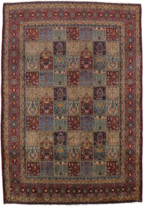 Vintage Red Floral Garden 7X10 Mood Persian Rug