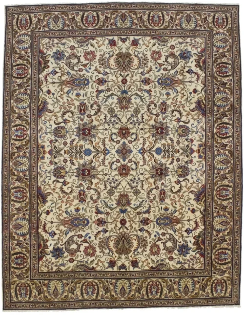 Vintage Cream Floral Classic 10X13 Tabriz Persian Rug