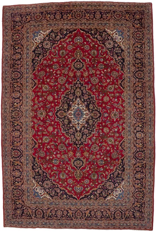 Red Floral 8'5X12'7 Kashan Persian Rug