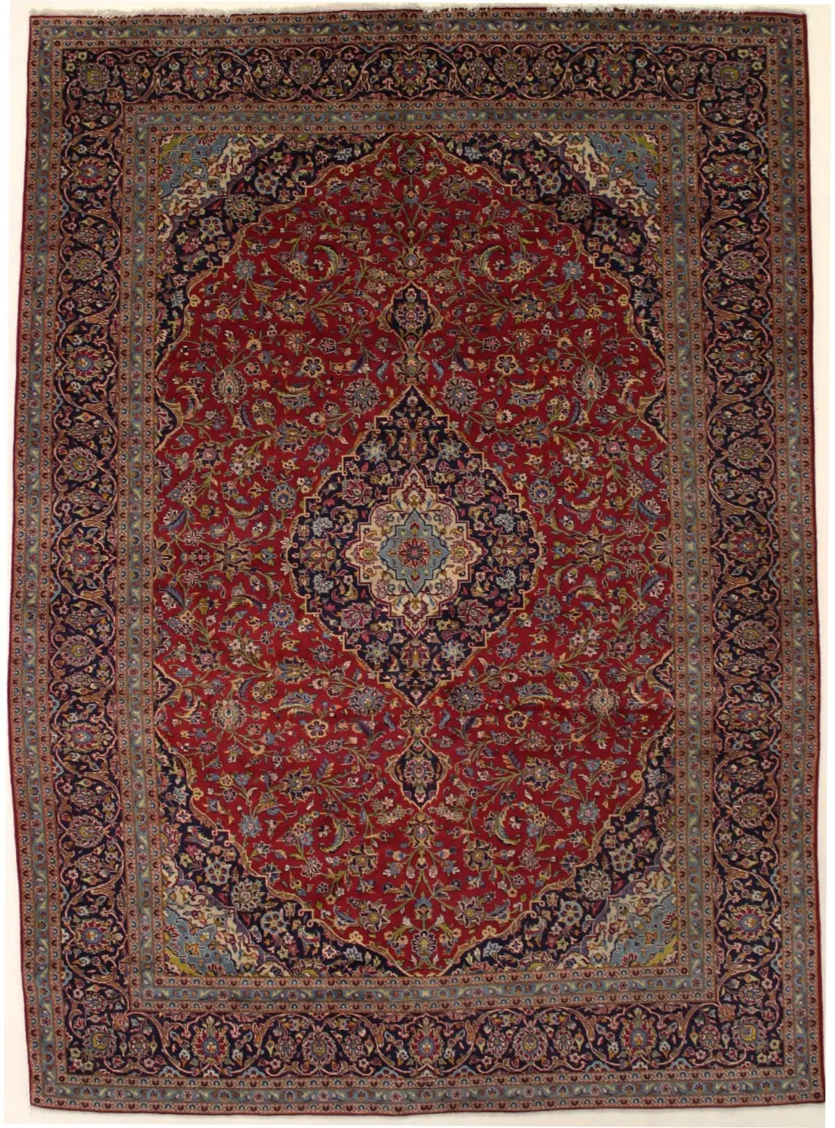 Semi Antique Red Traditional 9X13 Kashan Persian Rug