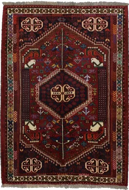 Red Tribal 4X5 Shiraz Persian Rug