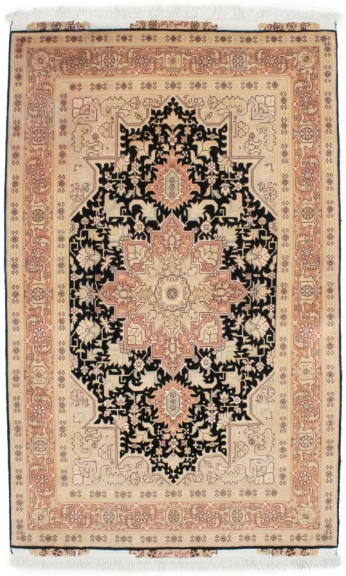 Black Traditional 3X6 Tabriz Persian Rug