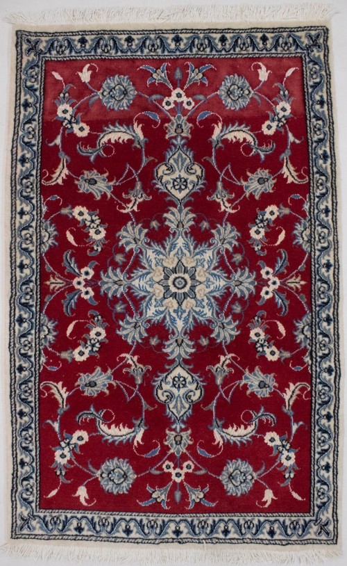 Vintage Red Floral 3X5 Nain Persian Rug