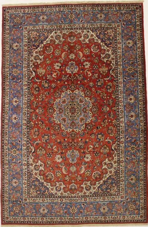 Semi Antique Orange-red Classic 9X13 Najafabad Persian Rug