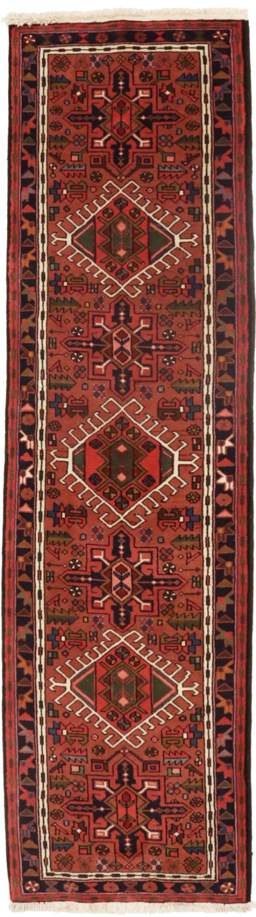 Vintage Bittersweet Red Geometric 2'5X9'5 Karajeh Persian Runner Rug