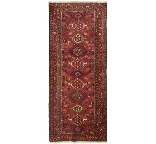 Vintage Red Geometric 2'6X6'2 Karajeh Persian Rug