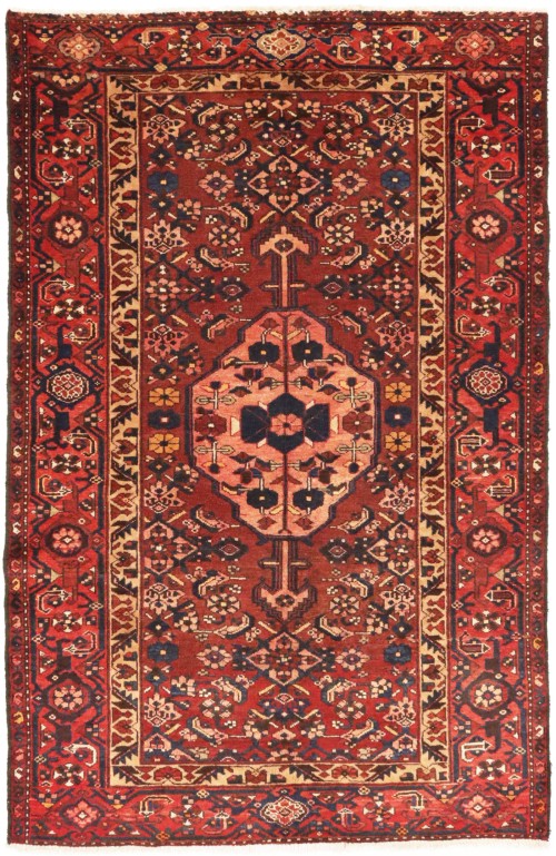 Semi Antique Tribal Rusty Red 4'2X6'6 Hamedan Persian Rug