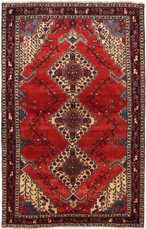 Vintage Red Tribal 4'7X7'3 Hamedan Persian Rug