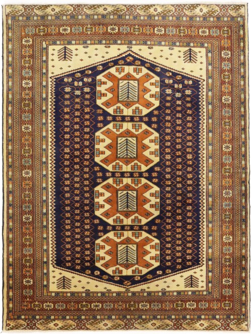 Vintage Plum & Ocher Tribal 5X6 Turkoman Persian Rug