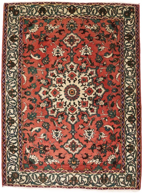 Semi Antique Bittersweet Red Floral 5X7 Bakhtiari Persian Rug