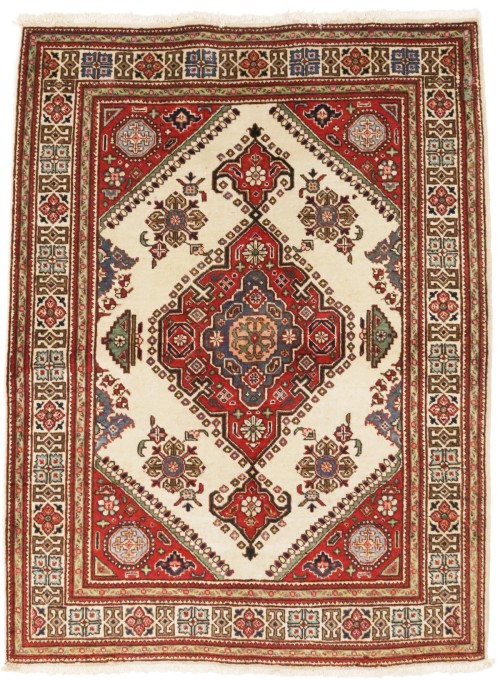 Semi Antique Floral Cream 4'8X6'3 Tabriz Persian Rug