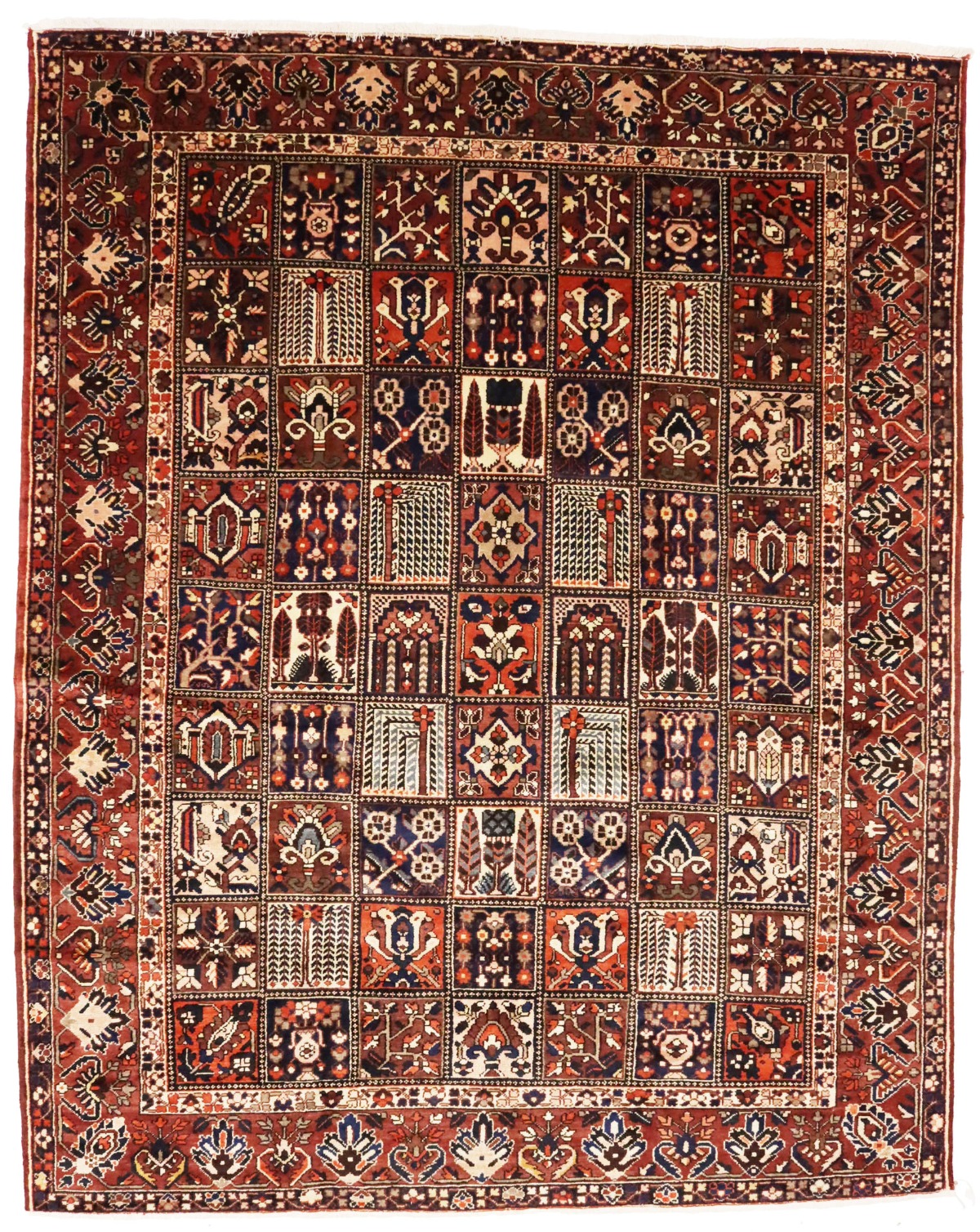 Vintage Brown Floral 10X13 Bakhtiari Persian Rug