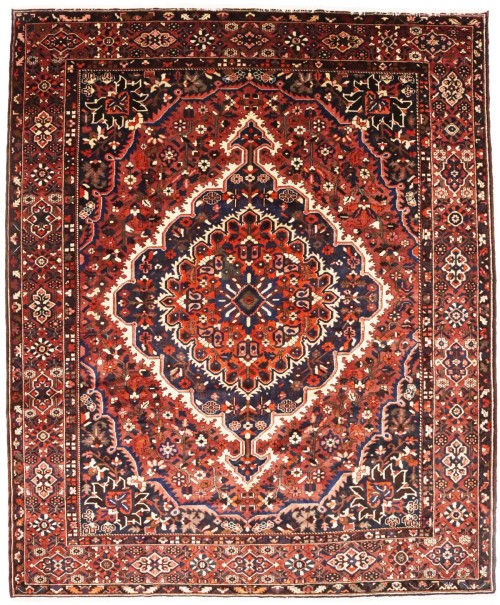 Vintage Rusty Brown Floral 11X13 Bakhtiari Persian Rug