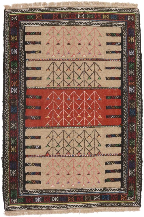 Beige Tribal 4X6 Sumak Herati Persian Rug