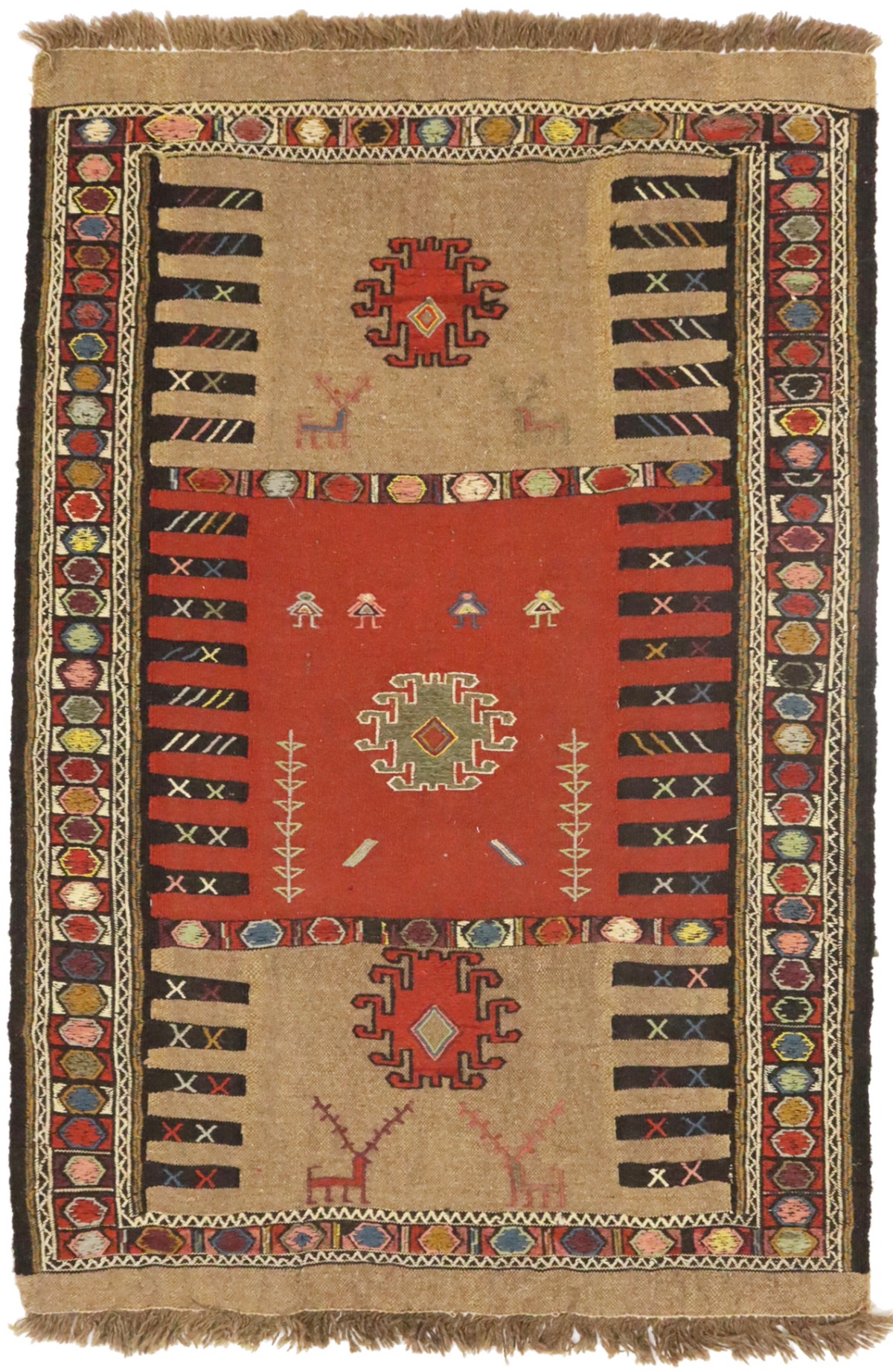 Khaki Tribal 3X5 Sumak Herati Persian Rug