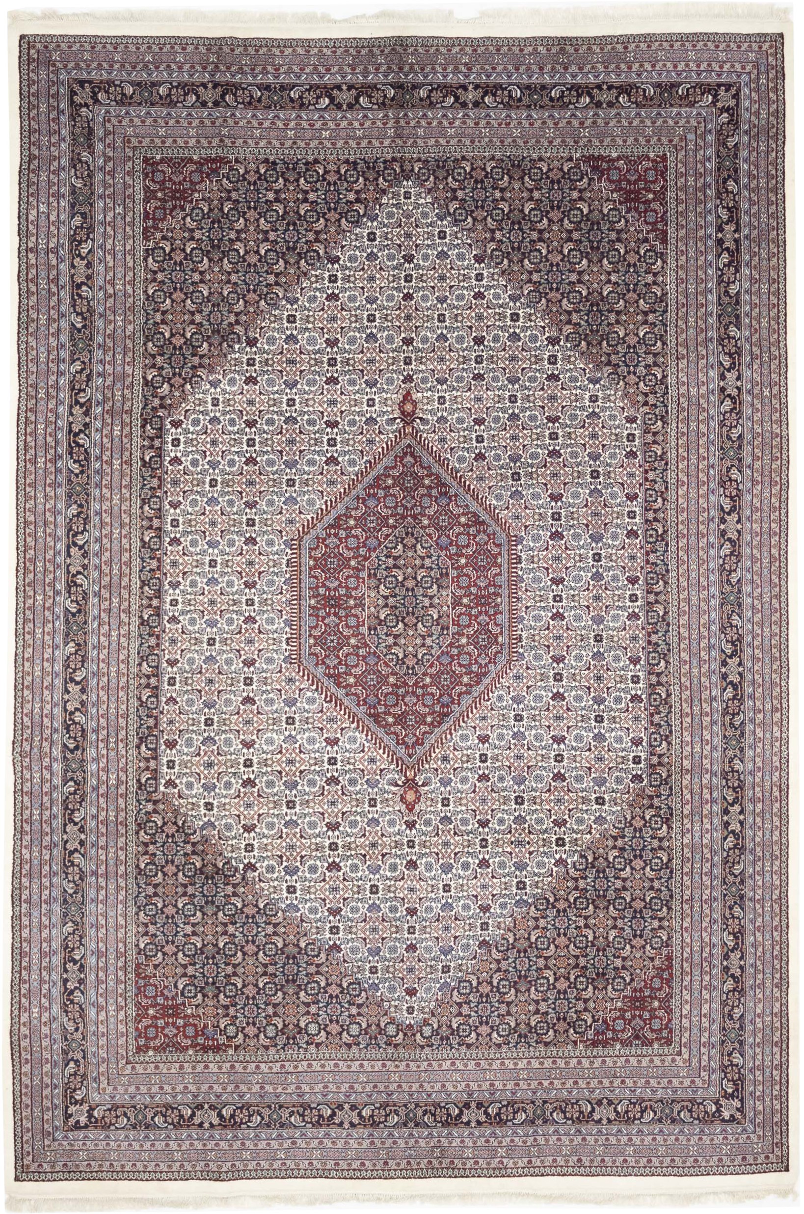 Cream Floral Tribal 10X14 Indo-Bidjar Oriental Rug