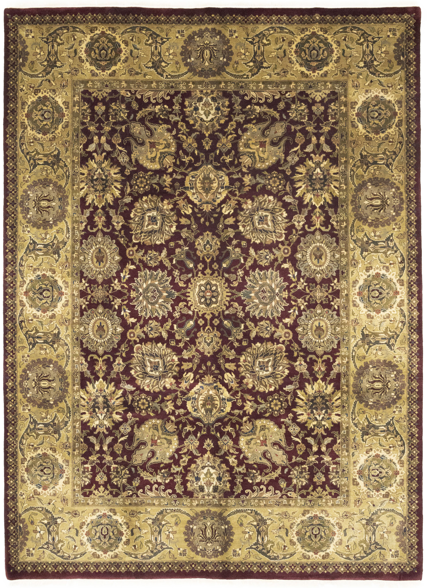 Maroon Floral Classic 9X12 Agra Jaipur Oriental Rug