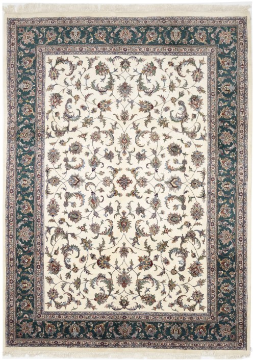 Cream Floral 9X12 Indo-Kashan Oriental Rug