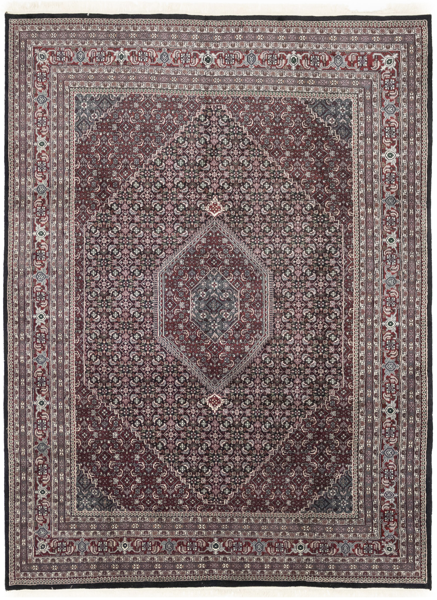 Black Floral Tribal 9X12 Indo-Bidjar Oriental Rug