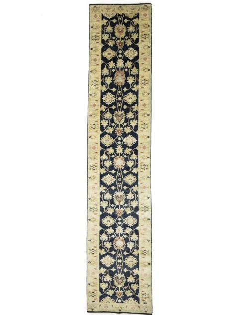 Black Floral 2'6X12 Peshawar Pakistan Oriental Runner Rug