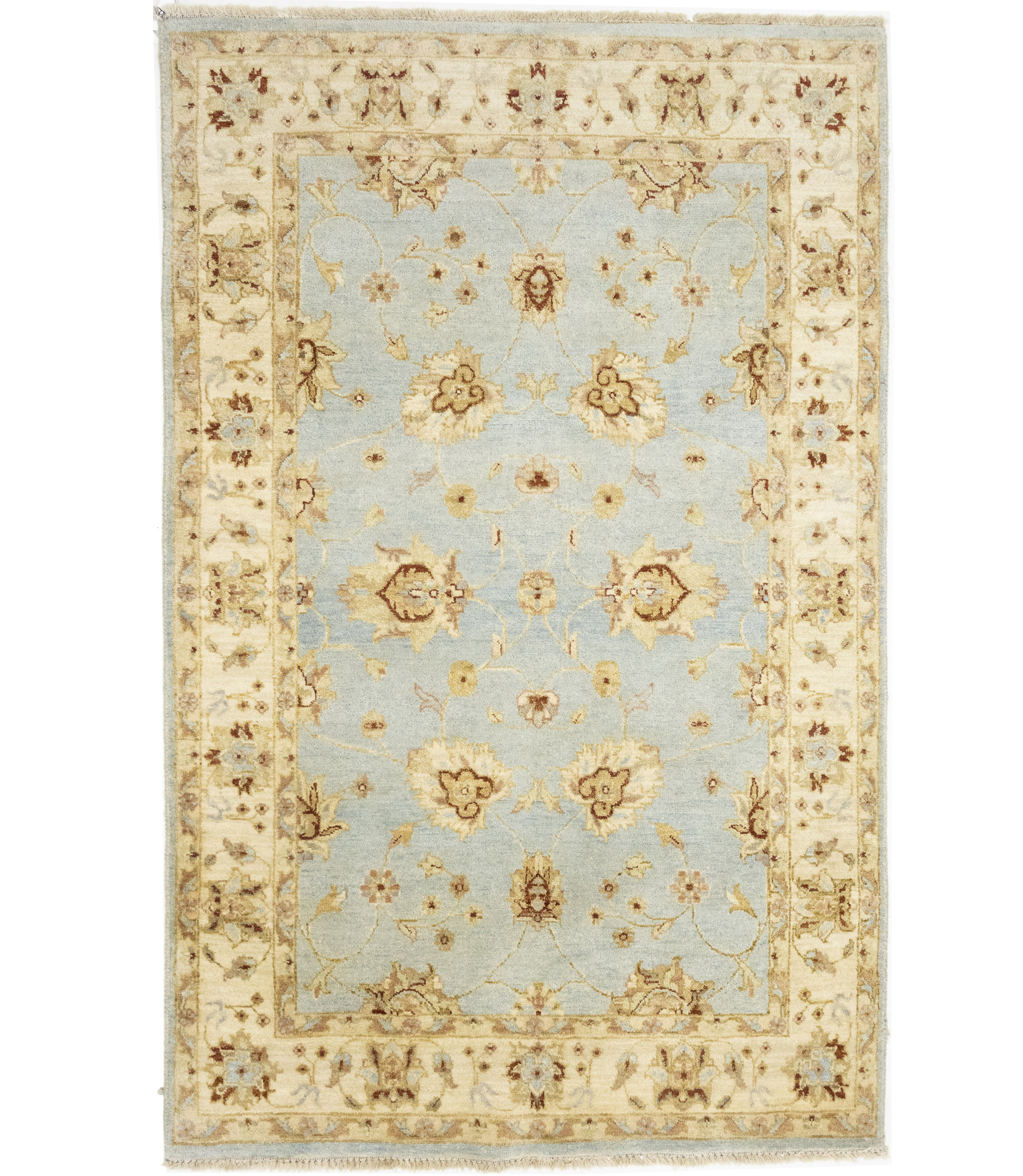 Light Blue Floral 4X6 Peshawar Pakistan Oriental Rug