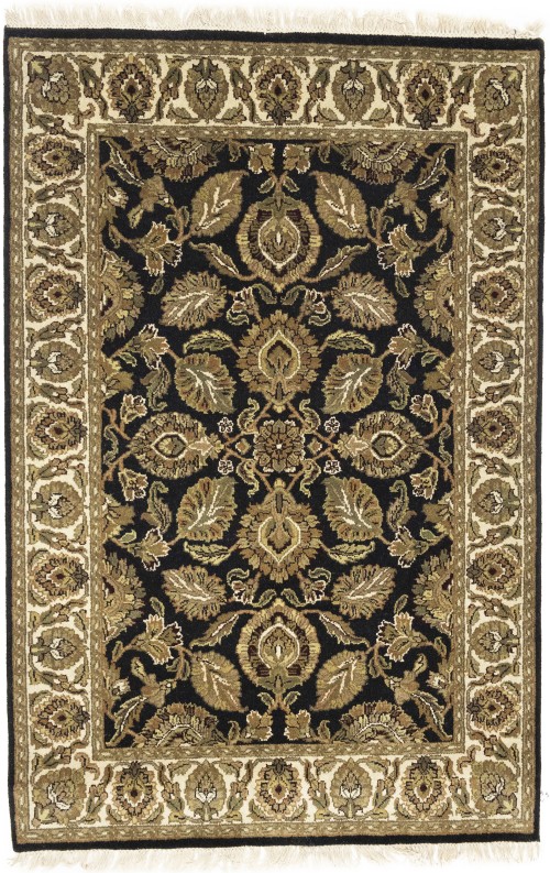 Black Floral Classic 4X6 Agra Jaipur Oriental Rug