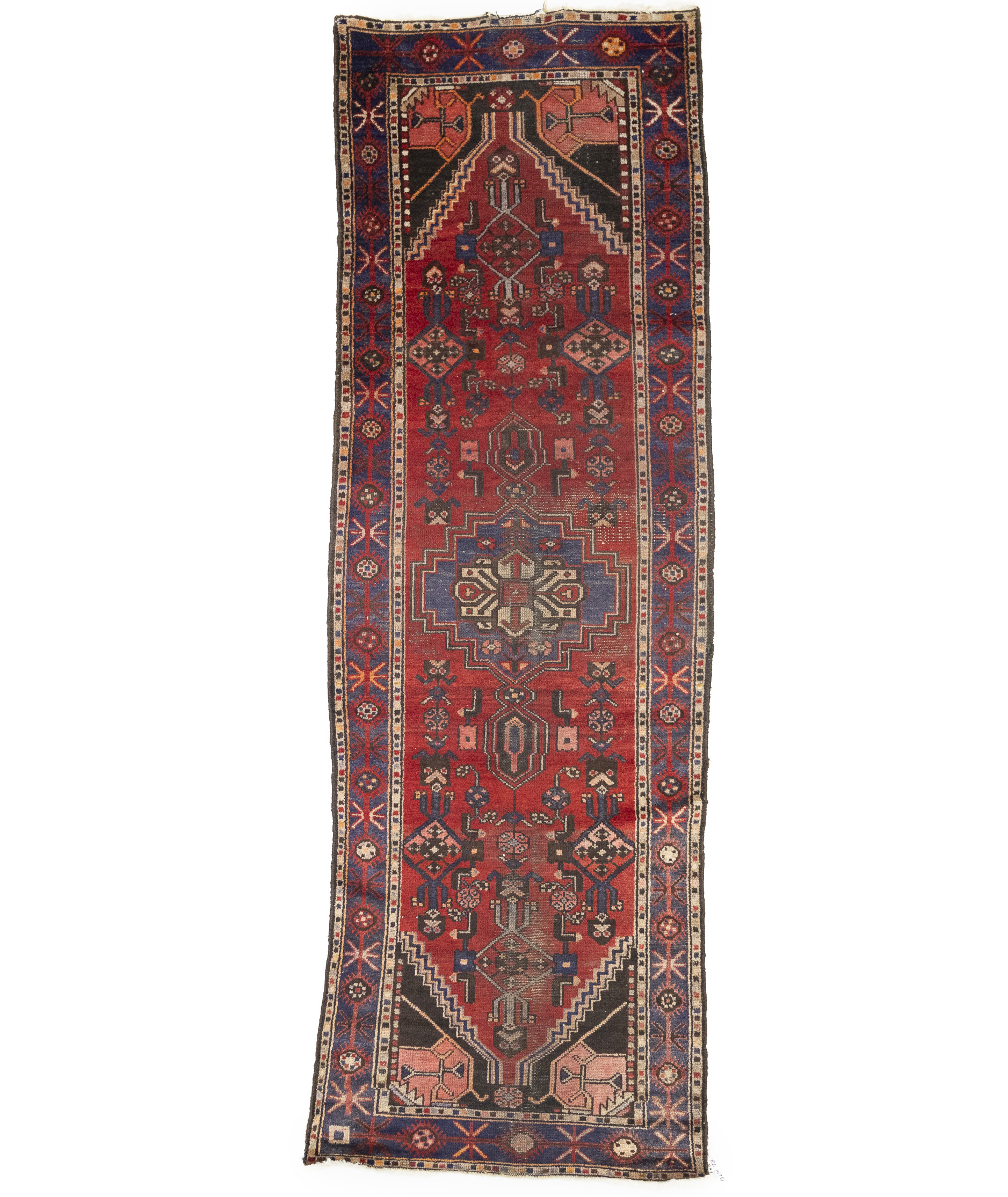 Semi Antique Muted Tribal 3'2X9'6 Distressed Vintage Oriental Runner Rug