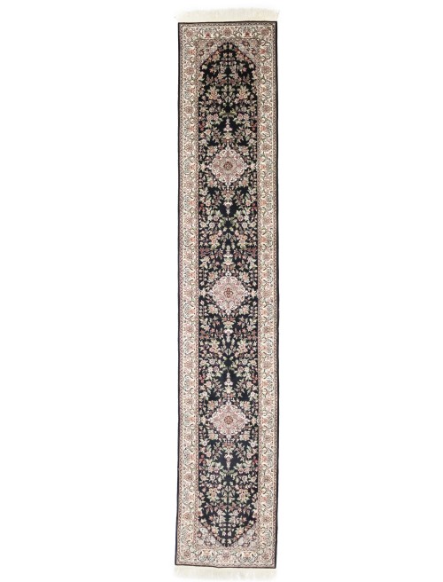 Black Floral Chinese Style 2'7X14 Modern Oriental Runner Rug