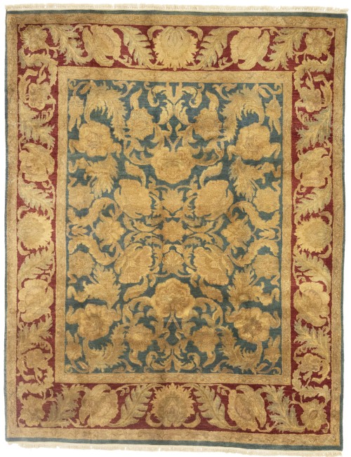 Muted Teal Floral Classic 8X10 Agra Jaipur Oriental Rug