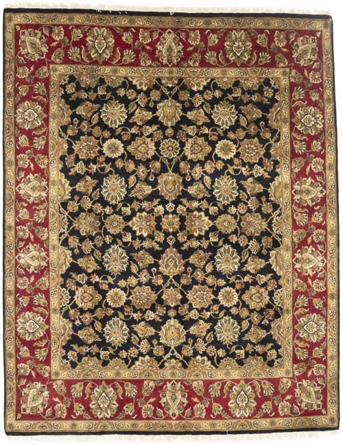 Black Floral Classic 8X10 Agra Jaipur Oriental Rug