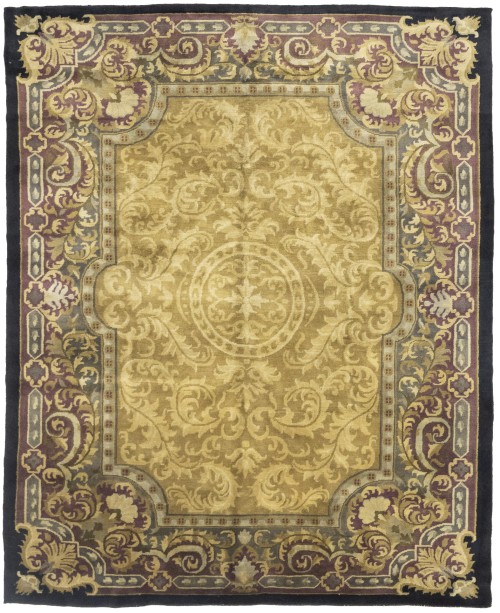 Golden Beige Classic Floral 8X10 Oriental Tibetan Rug