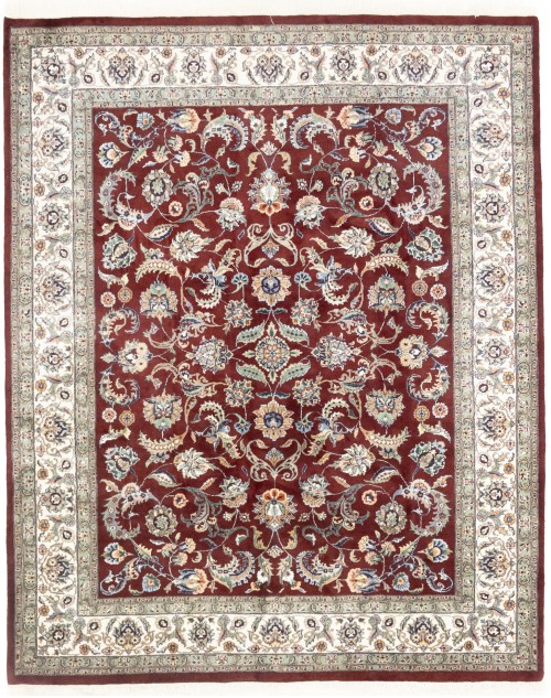 Maroon Red Floral 8X10 Indo-Kashan Oriental Rug