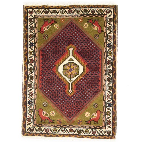 Khaki Floral Tribal 2X3 Hamedan Persian Rug