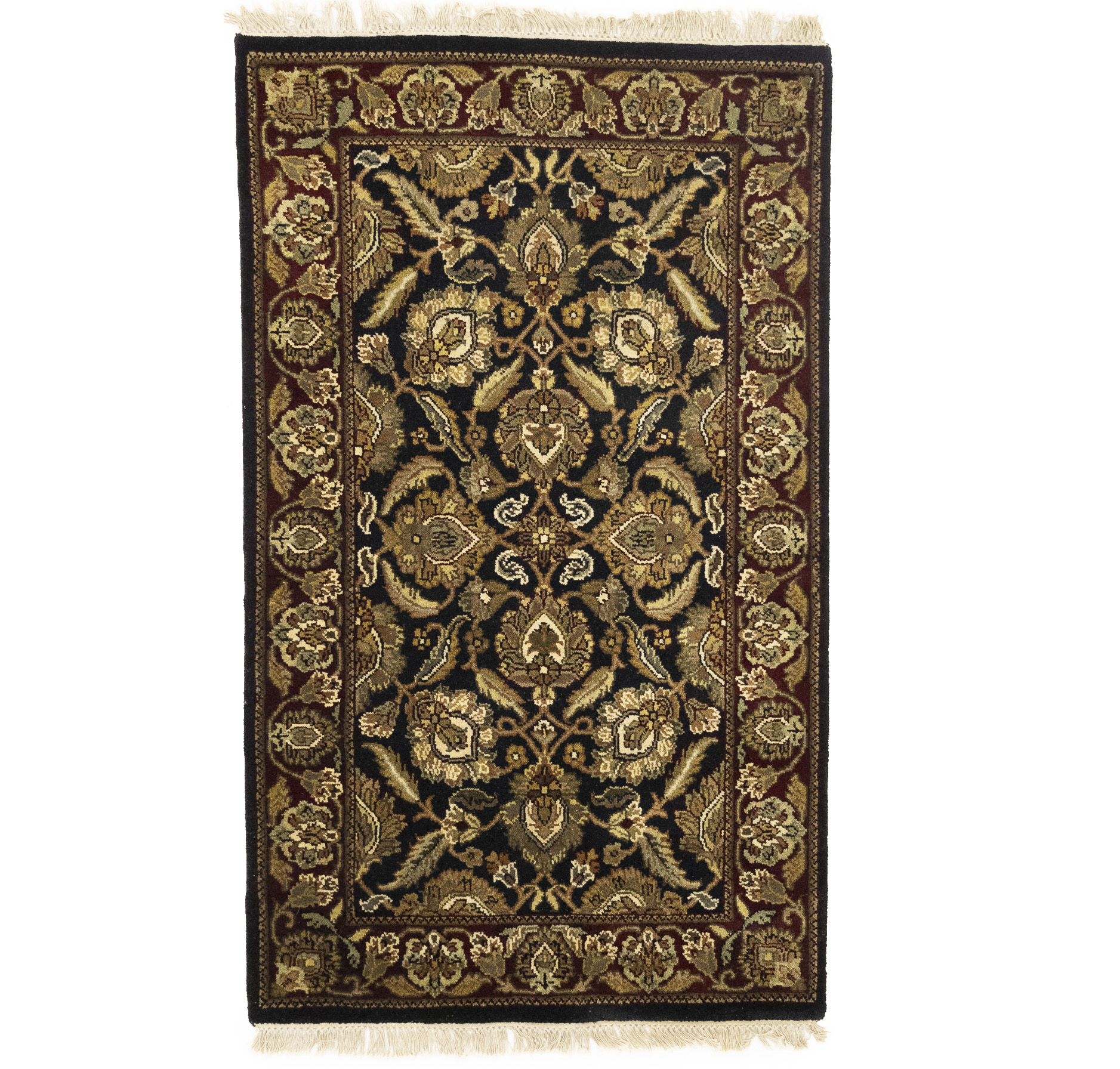 Black Floral Classic 3X5 Agra Jaipur Oriental Rug