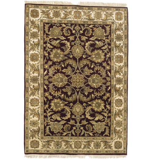 Burgundy Floral Classic 4X6 Agra Jaipur Oriental Rug