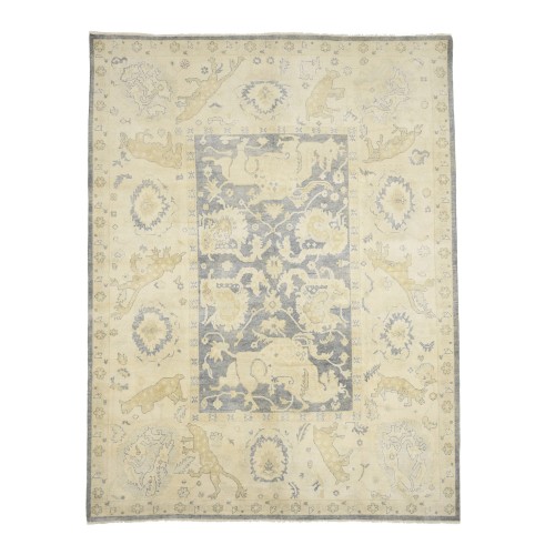 Gray Floral 9X12 Oushak Oriental Rug