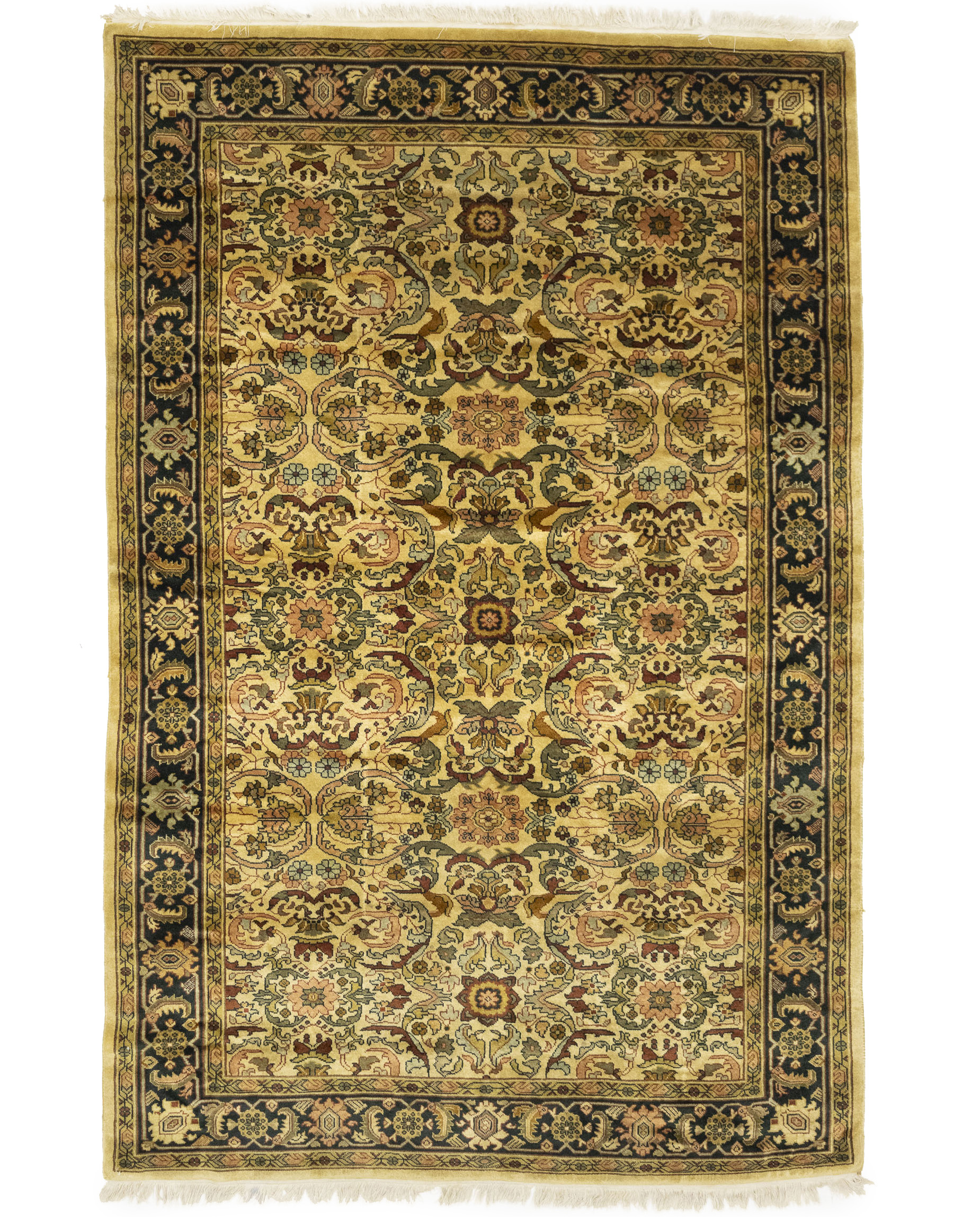 Cream Floral 6X9 Oushak Oriental Rug