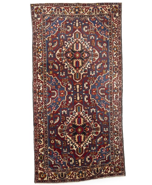 Vintage Red Floral 5X10 Bakhtiari Persian Runner Rug