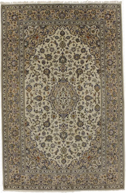 Vintage Cream 7X10 Traditional Kashan Persian Rug