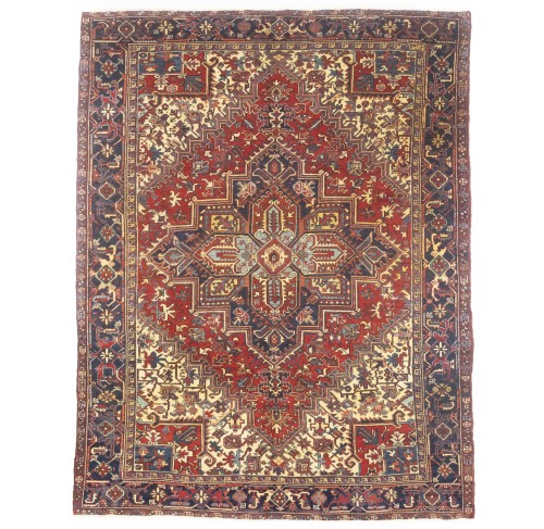 Vintage Red Floral 8X11 Heriz Persian Rug