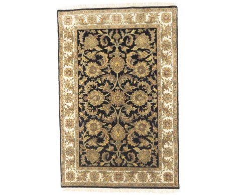 Black Floral Classic 4X6 Agra Jaipur Oriental Rug