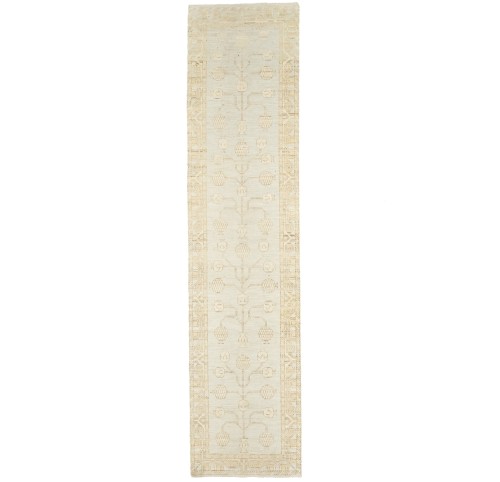 Beige Floral Khotan 2X10 Oushak Oriental Runner Rug