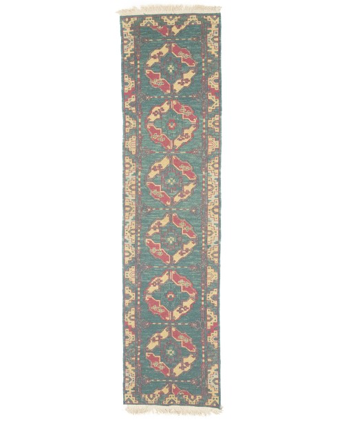 Green Tribal Kelim 2X8 Sumak Persian Runner Rug