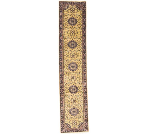 Golden Beige Floral 2'6X12 Oushak Oriental Runner Rug