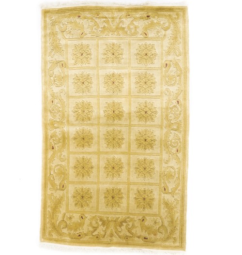 Golden Beige Modern 3X5 Nepali Oriental Rug