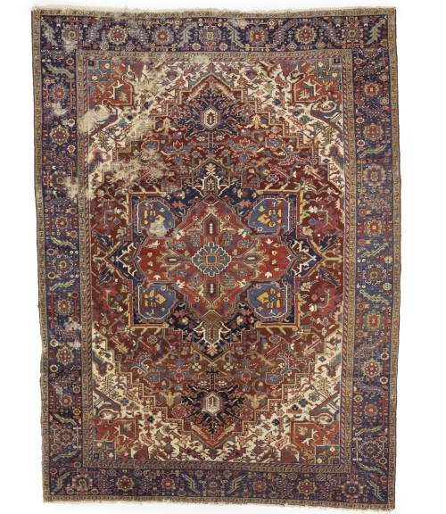 Semi Antique Red Floral 9X12 Heriz Persian Rug