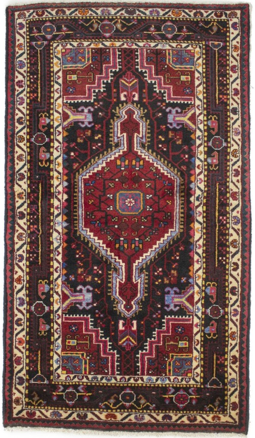 Vintage Geometric Red 3X6 Hamedan Persian Rug