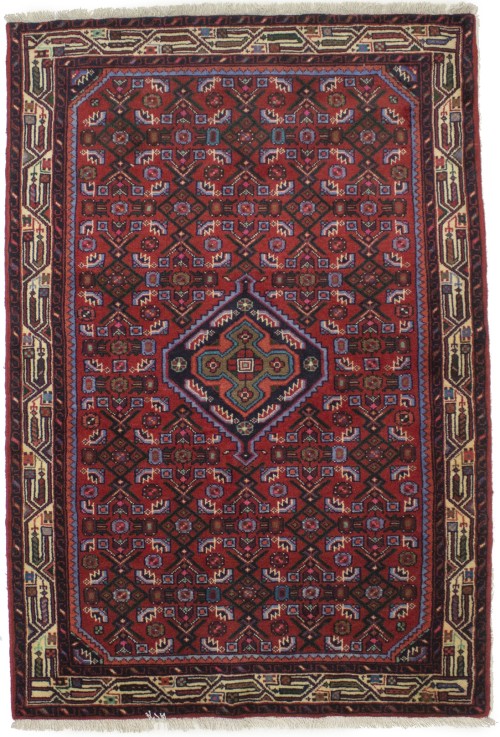 Vintage Tribal Red 3'7X5'4 Hamedan Persian Rug