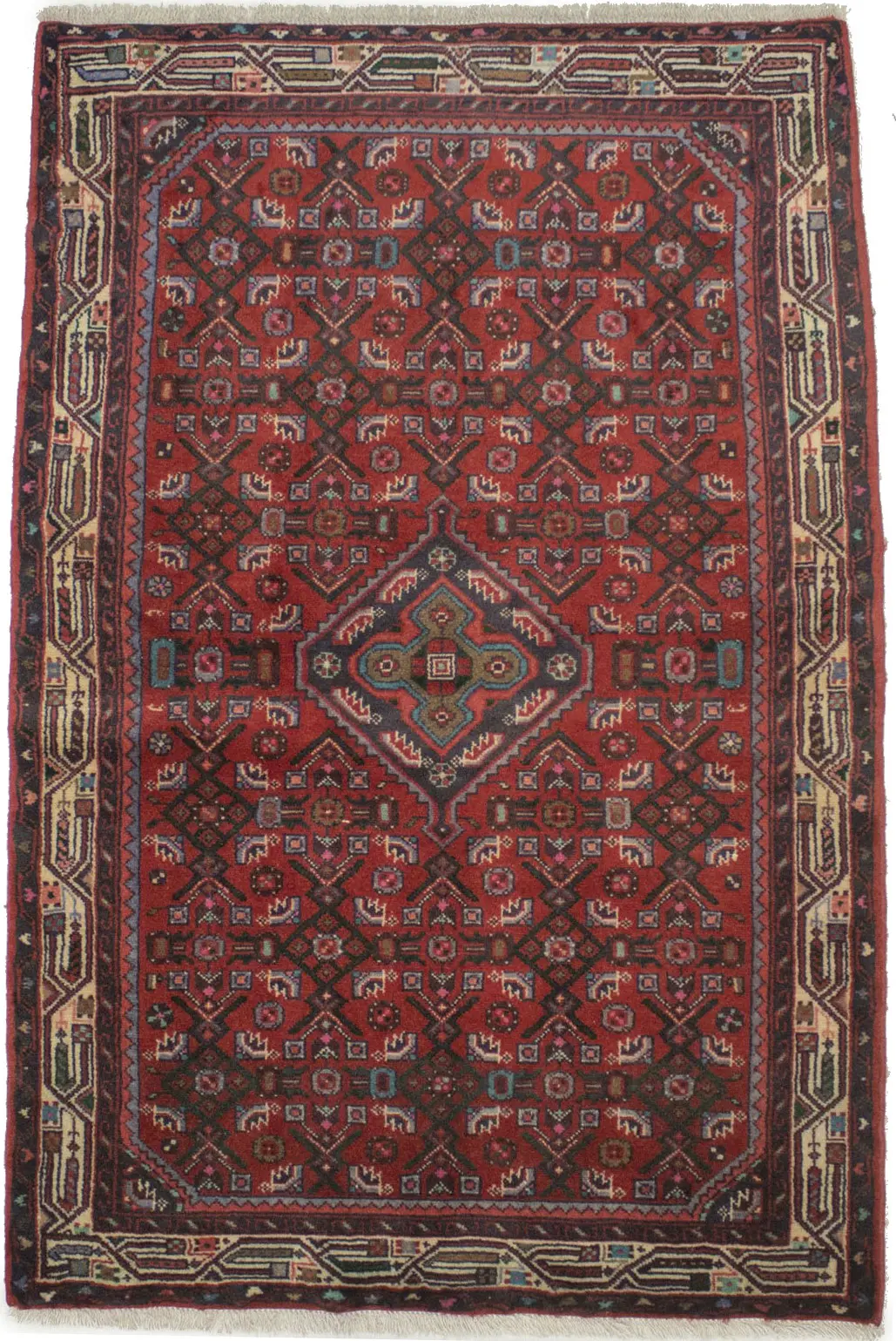 Red Vintage Tribal 3'5X5 Floral Hamedan Persian Rug